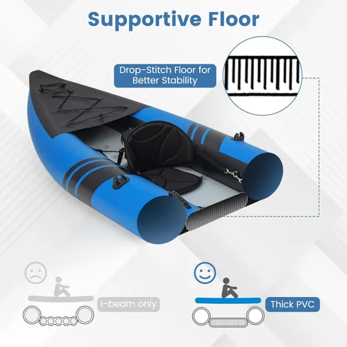 Miniatura 6 de S AFSTAR Kayak inflable, canoa para 2 personas con capacidad de 507 libras, suelo de puntadas, todos los accesorios y bolsa de transporte, kayak