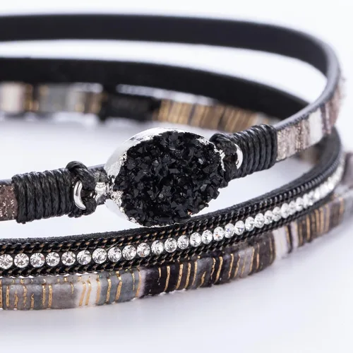 Miniatura 173 de FANCY SHINY - Pulsera de cuero estilo bohemio, pulsera de cuentas de cristal con cierre magnético, regalos de joyería para mujer