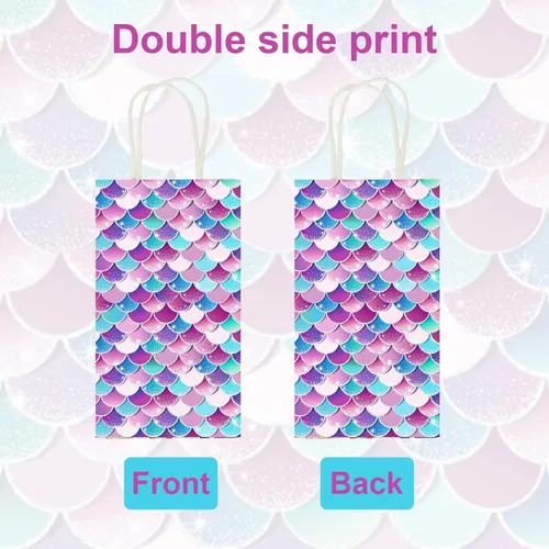 Miniatura 3 de Tevxj 16 bolsas de regalo de sirenas para fiesta temática de sirenas, bolsas de regalo para fiestas temáticas de princesas, bolsas de dulces