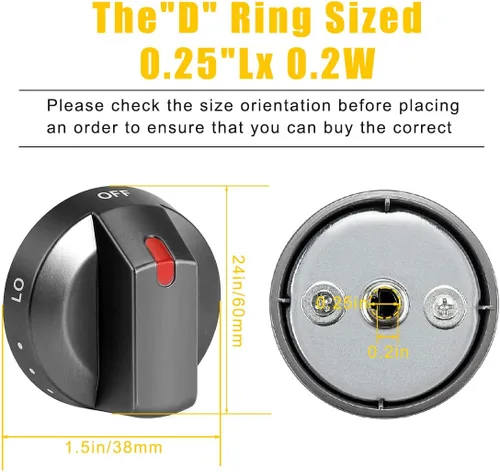 Miniatura 2 de GTPARTS DG64-00473B Perillas de estufa compatibles con estufa de gas Samsung, reemplazos de horno, quemador de gas, pomos negros con anillo en D