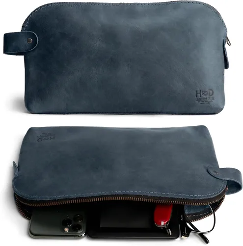 Miniatura 9 de Hide & Drink, Bolsa grande rústica multiusos para cables y cargadores, bolsa de viaje, bolsa multiusos, cuero de grano completo, hecho a mano