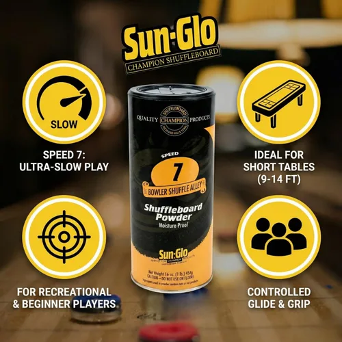 Miniatura 2 de Sun-Glo Speed 7 (Shuffle Alley) Shuffleboard Powder – La clasificación de arena más lenta para mesas de 9 pies y juegos de arcade – 16 oz Shaker Can