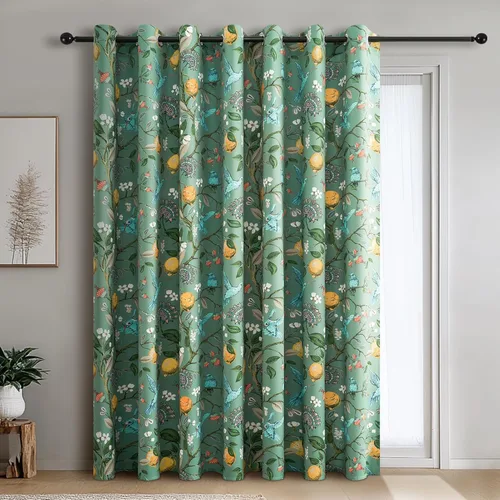 Miniatura 31 de Topfinel Cortinas beige para cocina, 36 pulgadas de largo, diseño botánico floral, colibrí, con ojales, oscurecimiento de habitación, media ventana