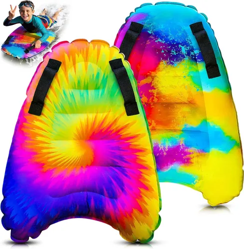 Miniatura 10 de JAMBO Tabla de surf inflable con asas, tabla de boogie para playa, tabla de surf flotante, flotadores de piscina, juguete de playa para niños