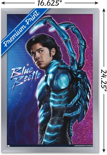 Miniatura 3 de Trends International DC Comics Movie Blue Beetle - Póster de pared de Jaime Reyes, 14.725 x 22.375 pulgadas, versión enmarcada plateada Versión