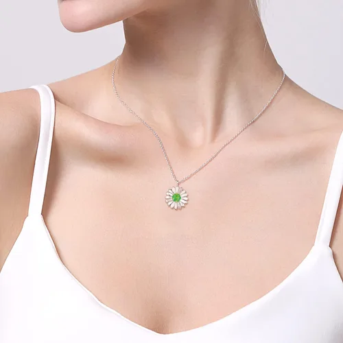 Miniatura 5 de KINGWHYTE Daisy Necklace Gifts for Women 925 Sterling Silver Opal Daisy Pendant Spring Flower Necklace Jewelry Graduation Birthday Celebrate
