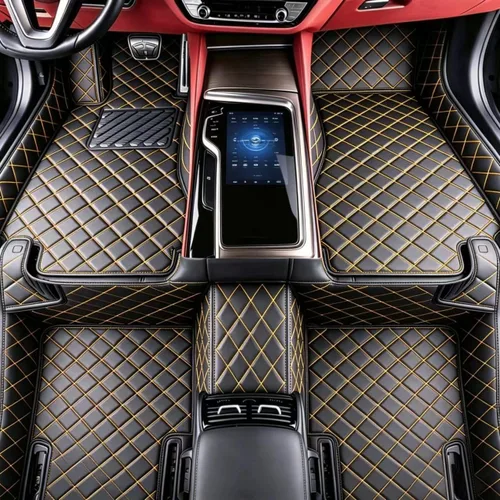Miniatura 21 de Alfombrillas de cuero personalizadas para todo tipo de clima, revestimientos para el suelo de automóviles, SUV, camiones, juego de tapetes Azul