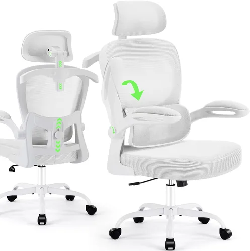 AreShark Silla de Oficina Ergonómica con Soporte Lumbar Ajustable y Gancho para Reposacabezas, Silla de Malla Transpirable de Respaldo Alto con