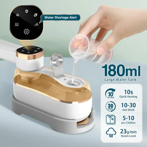 Miniatura 7 de Vaporizador y plancha de viaje 2 en 1, mini plancha de vapor portátil de mano, calentamiento rápido de 3 segundos, adecuada para viajes, hogar