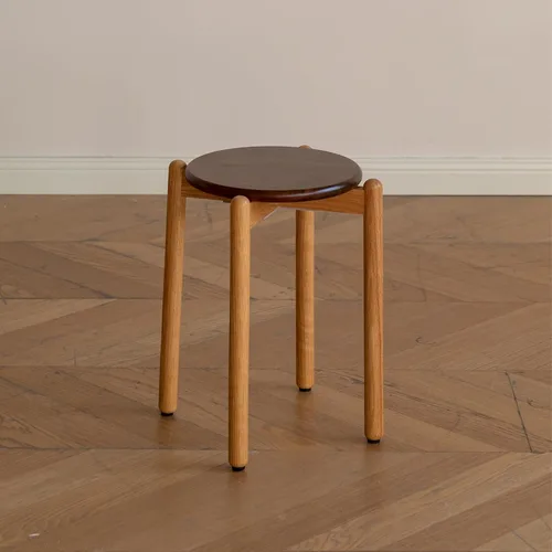 Miniatura 12 de Taburete apilable de roble, soporte pequeño para plantas, taburete redondo de madera para comedor, sala de estar, entrada, aula, escuela, 15.4 x