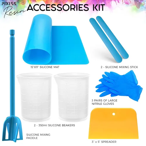Miniatura 5 de Pixiss Kit de resina epoxi de 2 galones, resina de arte transparente y endurecedor con guantes, esparcidor, varillas de mezcla de silicona