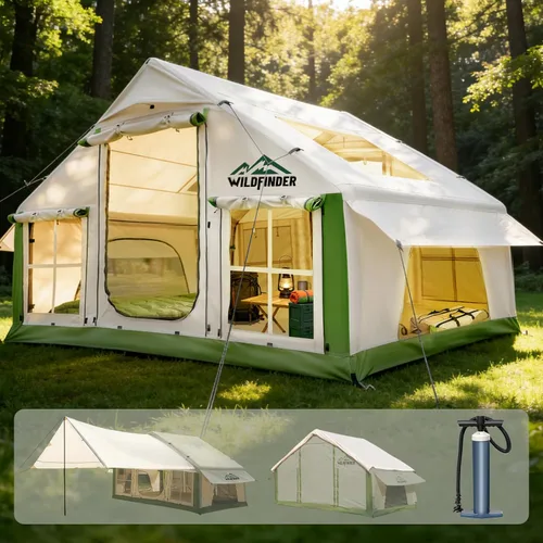 Miniatura 12 de Inflatable Tent with Skylight, Quick Setup Blow Up Tents with Pump, Hot Tent with Stove Jack, Waterproof Oxford Inflatable House for Camping, Air