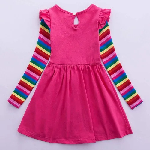 Miniatura 3 de Vestidos de manga larga de algodón con diseño de arco iris para niñas de 3 a 8 años