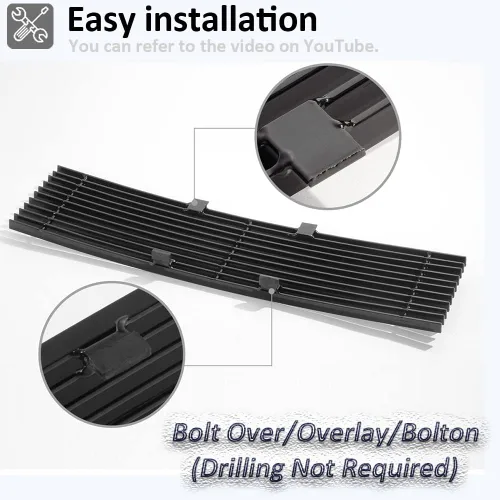 Miniatura 8 de Insertos de parrilla compatibles con F150 2009-2014, parrilla frontal de aluminio macizo billet (negro)