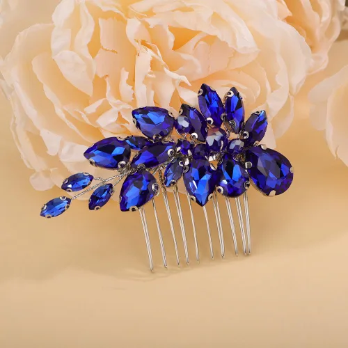 Miniatura 10 de Teyglen Peine de pelo de boda con diamantes de imitación en negro
