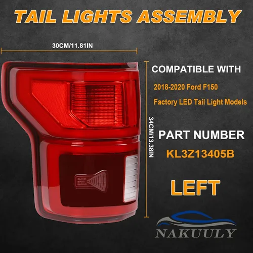 Miniatura 2 de Luz Trasera LED con Punto Ciego Compatible con Ford F150 2018 2019 2020 Lado Izquierdo del Conductor Luz Trasera Lámpara de Freno Trasero Ensamblaje