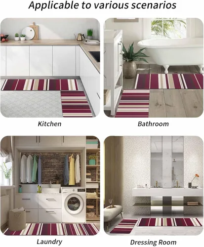 Miniatura 6 de Tapete de baño con rayas rojas y amarillas, antideslizante, de secado rápido y absorbente, de tierra de diatomeas, para fregadero de cocina