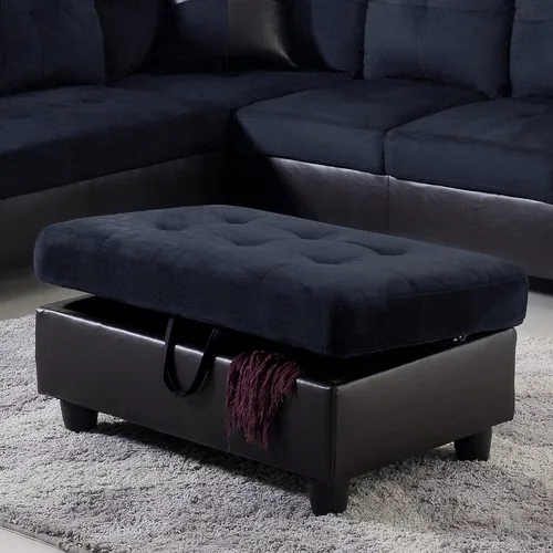 Miniatura 8 de A Ainehome Otomana, moderna otomana de cuero para sala de estar, apartamento y espacio pequeño (tamaño: 28.5 x 19 x 17.5 pulgadas de alto, A-negro)