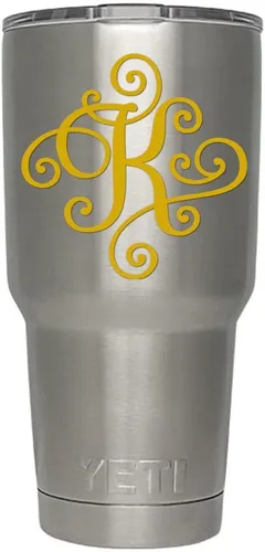 Miniatura 27 de Monogram - Calcomanía troquelada/vinilo adhesivo. Haga clic para opciones de color/letra. Disponible en cuatro colores y todas las letras de la A