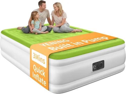 Colchón de aire YENING tamaño queen con bomba incorporada, cama hinchable elevada, colchón hinchable resistente con cama de aire de 18 pulgadas de