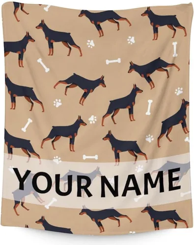 Miniatura 12 de Doberman - Manta suave, mullida y cálida, manta pequeña de 30 x 40 pulgadas para sofá, oficina, regalo verde lindo para los amantes de los perros