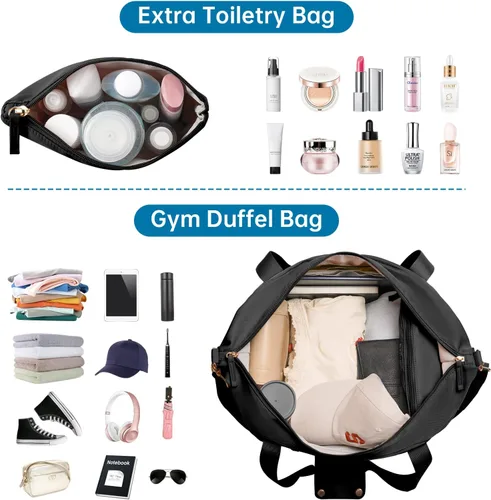 Miniatura 2 de ETRONIK Bolsa de viaje para mujer, bolsa de gimnasio con puerto de carga USB, bolsa de fin de semana con bolsillo para ropa húmeda y compartimento