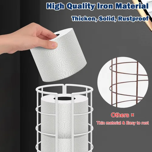 Miniatura 3 de NearMoon soporte organizador de papel higiénico, soporte de pie para 3 rollos de almacenamiento de tisú, accesorio de baño de metal, soporte