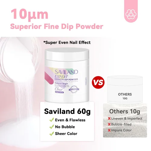 Miniatura 4 de SAVILAND Kit de iniciación de polvo de inmersión transparente para uñas: 2.12 oz 2.1 oz polvo de inmersión para uñas con polvo de inmersión