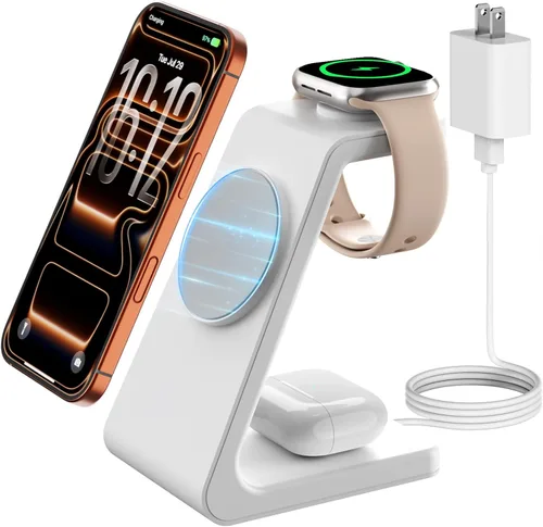 Miniatura 7 de GEEKERA Soporte de carga inalámbrico, estación de carga inalámbrica 3 en 1, para Apple Watch 7, 6, SE, 5, 4, 3, 2, Airpods 2/Pro, iPhone 13 Pro
