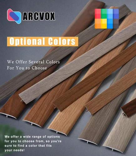 Miniatura 3 de Tiras de transición de moldeo en T de grano de madera, tiras de cubierta de umbral de aleación de aluminio, decoración de borde de alfombra a LVT