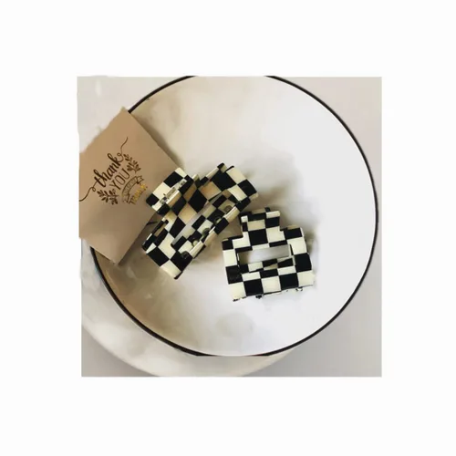Pinzas para el cabello a cuadros, 2 pinzas de pelo vintage a cuadros, pinzas de garra fuertes, pasadores para cabello grueso y fino, pinzas