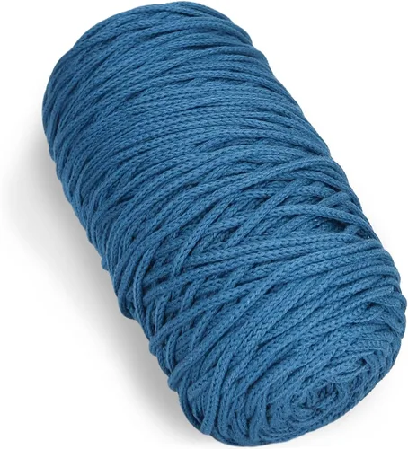 Miniatura 27 de 200g de hilo de algodón hueco tejido a crochet, hilo redondo de tela para bolso de mano de bricolaje, canasta, cojín, bolsa de crochet (Azul Aqua)