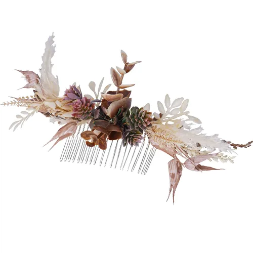 Miniatura 9 de Peineta de flores para novia - Peineta de flores blancas hecha a mano para accesorios florales para el cabello de boda para novia, dama de honor