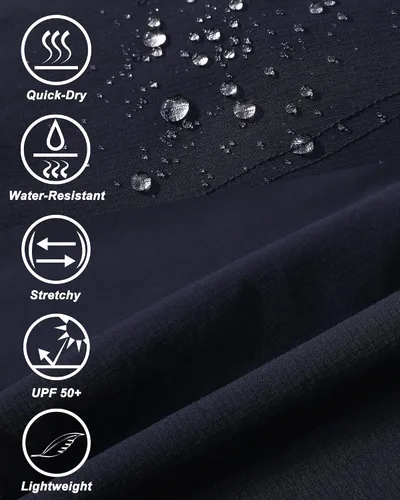 Miniatura 6 de Pantalones cortos elásticos de secado rápido para hombre, pantalones cortos de trabajo ligeros, 6 bolsillos para ciclismo, viajes, camping