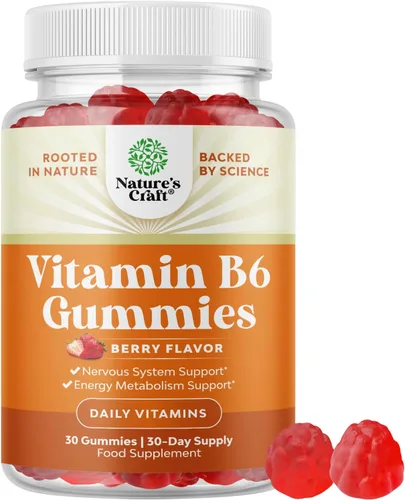 Potentes gomitas de vitamina B6 para adultos, potentes suplementos de complejo de vitamina B para hombres y mujeres para apoyar el sistema nervioso,