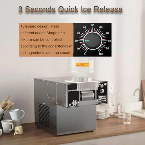 Miniatura 3 de Máquina comercial de helado de copo de nieve - Afeitadora de 264.6 lbs para hielo afeitado coreano, camiones de comida, restaurantes, tiendas de té