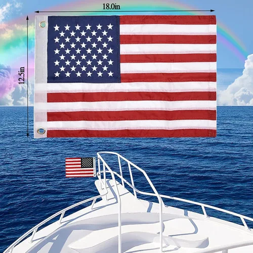 Miniatura 2 de Bandera de Estados Unidos de 12 x 18 pulgadas, bandera patriótica pequeña de Estados Unidos cosida con 50 estrellas para motocicleta, yate, barco