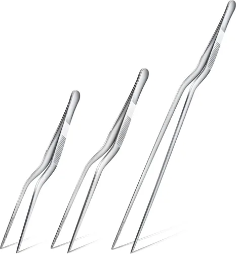 Chumia Juego de 3 pinzas de cocina de 3 tamaños, juego de pinzas de acero inoxidable para cocina, herramientas de manipulación de alimentos de 6
