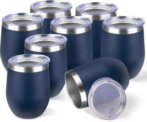 Miniatura 27 de StarSpeed Vaso de vino de 12 onzas con tapa, tazas de viaje de acero inoxidable sin pie con aislamiento de doble pared, taza de café aislada, vasos