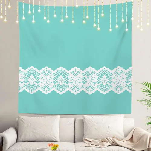 Miniatura 74 de Shrahala Tapiz de pared azul brillante, acuarela azul degradado para colgar en la pared, tapiz grande decorativo de fibra de poliéster, dobladillo