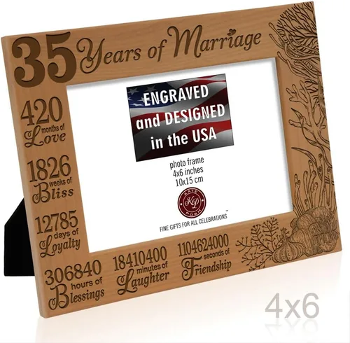 Miniatura 5 de KATE POSH Marco de fotos 35 años de matrimonio, aniversario tradicional de coral para marido y esposa, parejas (4 x 6 pulgadas, horizontal)