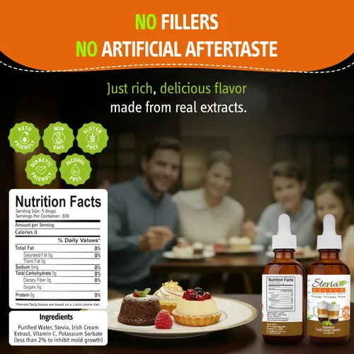 Miniatura 2 de Stevia Select Irish Cream Stevia Extract Liquid - Edulcorante cero calorías - Líquido de extracto de gotas de sabor natural - Gotas de café keto