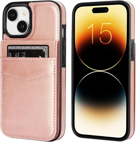 Miniatura 3 de KIHUWEY Compatible con funda tipo cartera con tapa para 15 con soporte para tarjetas de crédito, cierre magnético de cuero premium con función