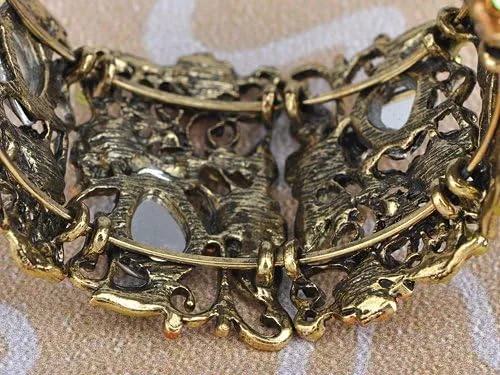 Miniatura 4 de Alilang Brazalete inspirado en antigüedades con jardín de flores y estrás
