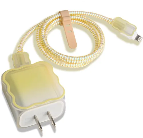 Miniatura 11 de Compatible con iPhone de 18 W/20 W, funda de cargador USB-C, bonito protector de cargador suave transparente con ondas de corazón 3D, bonito