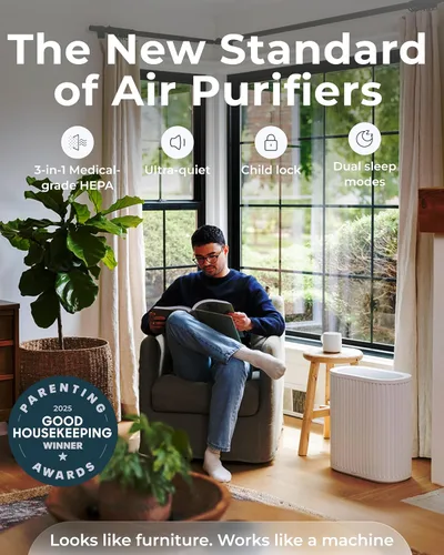 Miniatura 2 de Windmill Purificador de aire para el hogar - Filtración 3 en 1 para humo y más - Filtro HEPA verdadero, carbón activado y prefiltro - Cubre hasta
