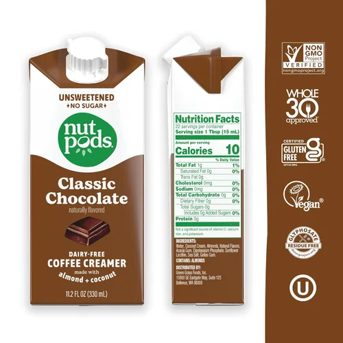Miniatura 2 de nutpods Crema clásica de chocolate sin azúcar, sin lácteos, hecha de almendras y cocos, Whole30, Keto, sin gluten, sin OMG, vegana, Kosher