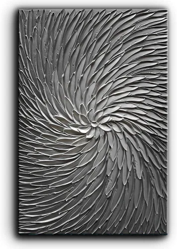 YaSheng Art - Arte abstracto 3D pinturas al óleo sobre lienzo, textura de color gris plateado, arte abstracto moderno para decoración del hogar,