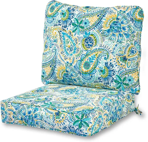 Miniatura 15 de Greendale Home Fashions Juego de cojines de asiento profundo para exterior de 2 piezas, Adobe Ártico