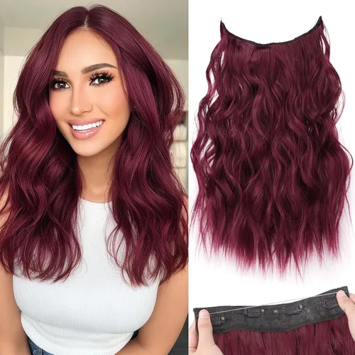 Miniatura 29 de KooKaStyle - Extensiones de cabello con hilo invisible, diadema transparente, ajustables, 4 clips fijadores, cabello largo y ondulado de 12